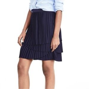 Banana Republic Blue Pleated Tiered Midi Skirt